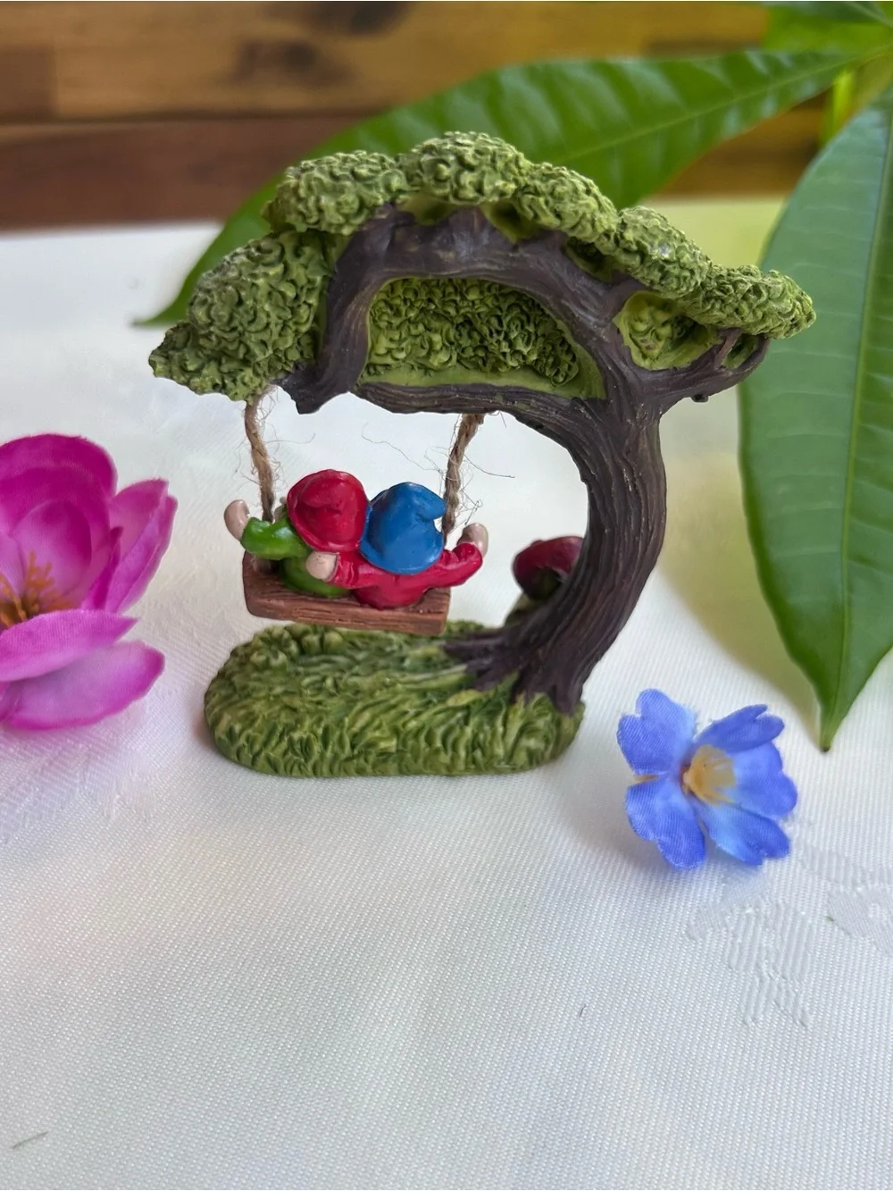 Mini Fairy Garden Decor Set Gnome Mushroom House Tree Swing Cottagecore NEW